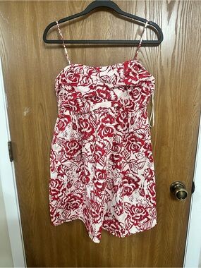 Express White and Red Floral Mini Dress